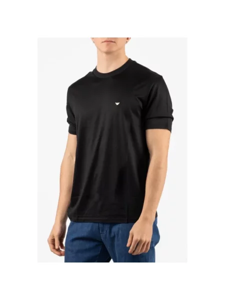 Długa koszulka Emporio Armani z logo z długim rękawem czarna