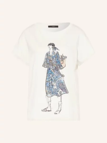 Oui Tričko S Ozdobnými Kameny bílá