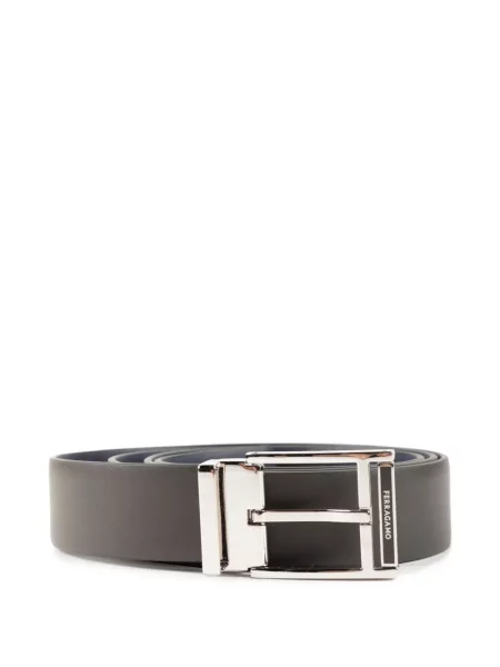 Reversibil curea Ferragamo din piele cu autograf albastru