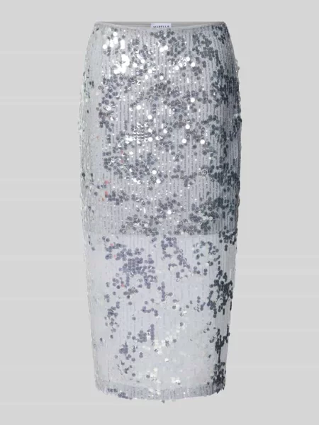 Spódnica midi z cekinowym obszyciem model ‘SARCA’ Marella srebrna