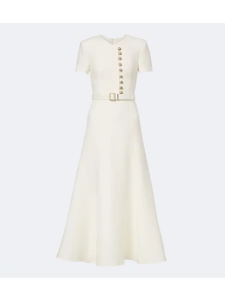 Cu centură rochie de cocktail Roland Mouret de lână alb