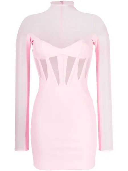 Rochie Mugler transparente roz