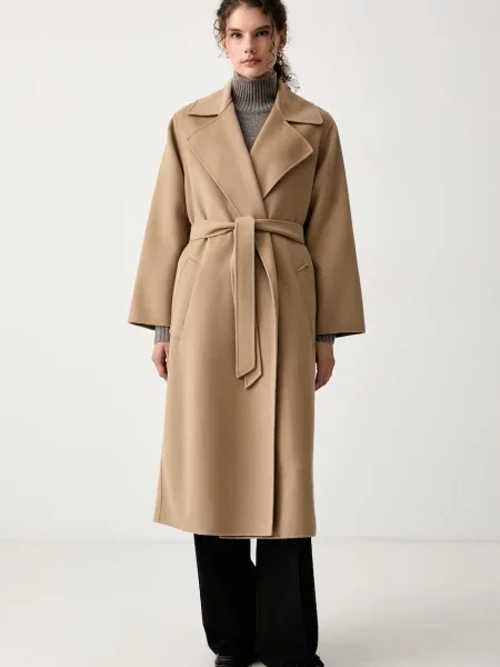 Weekend Max Mara palton pentru femei din lână WKDOPEROSO bej