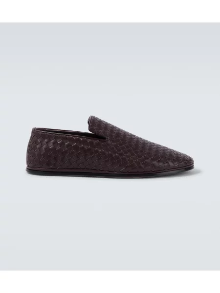 Pantofi loafer Bottega Veneta din piele slip-on maro