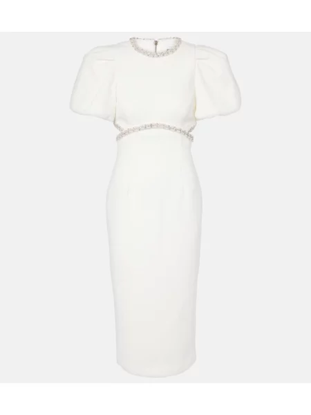 Haftowana sukienka midi Rebecca Vallance do kolan garniturowa biała
