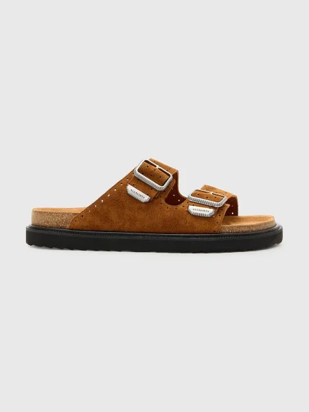 Велурени чехли AllSaints Randal Sandal мъжки кафяво