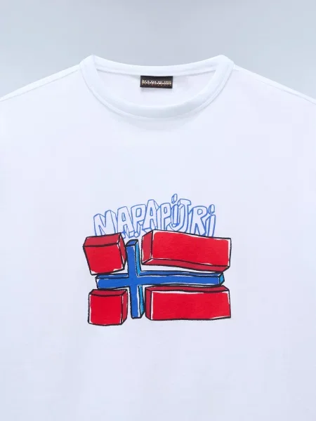 NAPAPIJRI Majica K S-ALBEDO SS modra / rdeča bela