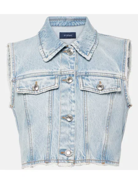 Kamizelka jeansowa Sportmax o krotszym kroju niebieska