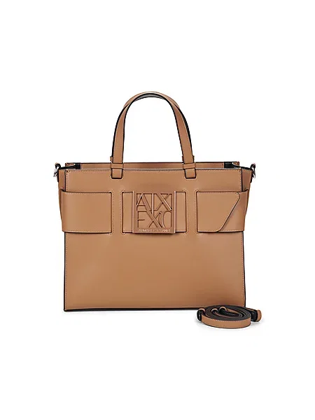 Klasična torbica Armani Exchange iz umetnega usnja bež