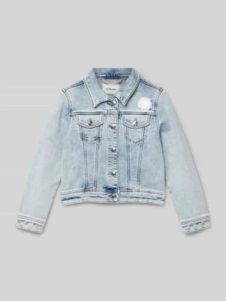 Kurtka jeansowa o kroju regular fit z efektem Garment Dye i kwiatową aplikacją S.oliver Red Label niebieska