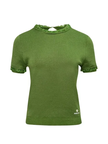 Scurt pulover Shushu/tong din dantelă verde