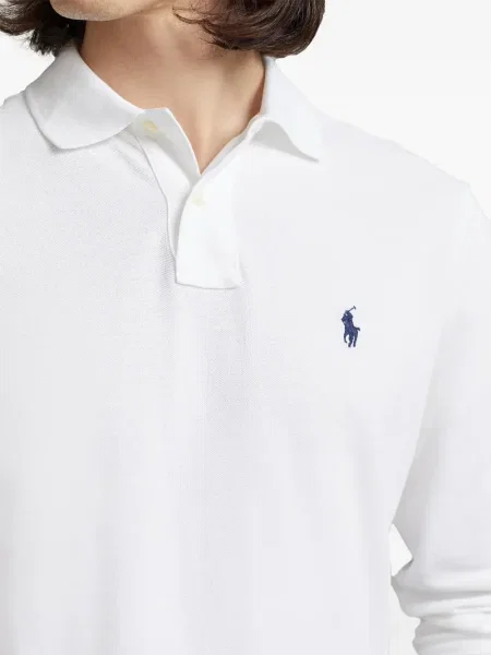 Дълго поло тениска Polo Ralph Lauren бродирана синьо