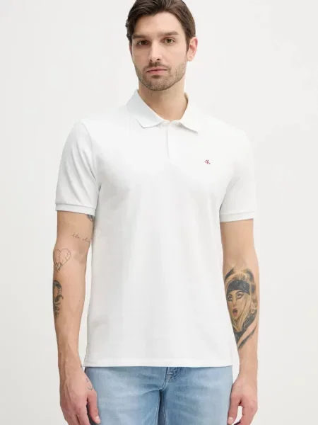 Calvin Klein Jeans polo gładki biały