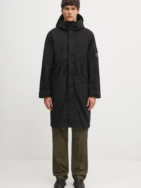 C.P. Company Płaszcze Mężczyzna L Padded Parka z Kapturem z Twillu czarny