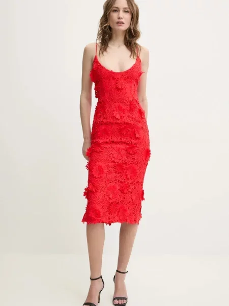 Bardot sukienka mini dopasowana czerwony