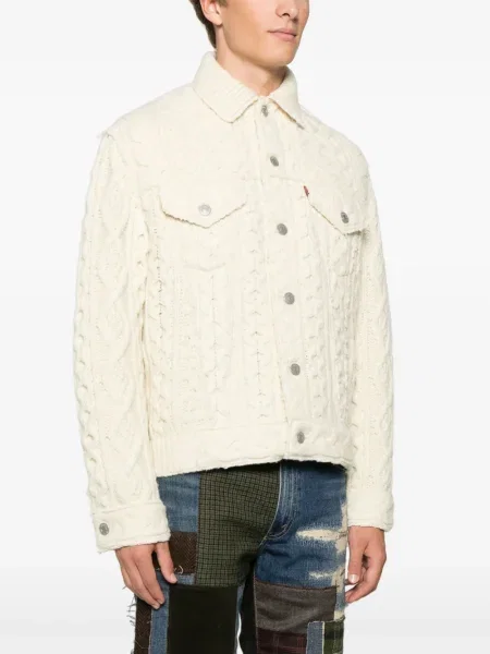 Cardigan Junya Watanabe Man tricotate alb