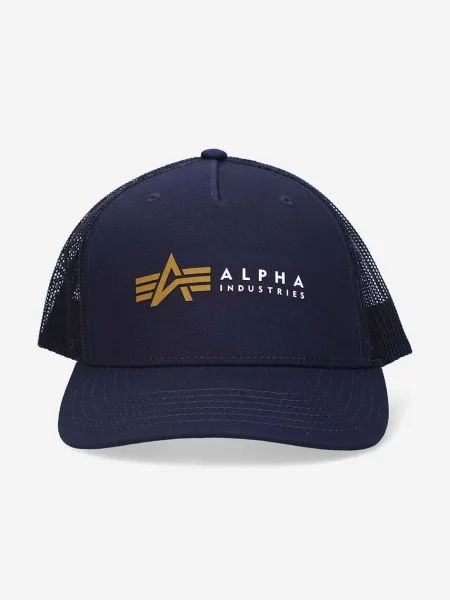 Кепка Alpha Industries с принтом синяя