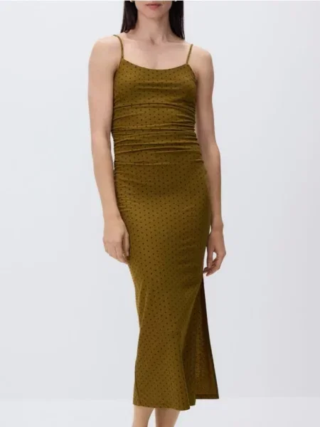 Reserved Сукня максі з драпіруванням жовто-зелений зелена