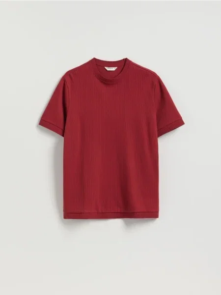 Reserved Tricou regular din jerseu structurat roșu