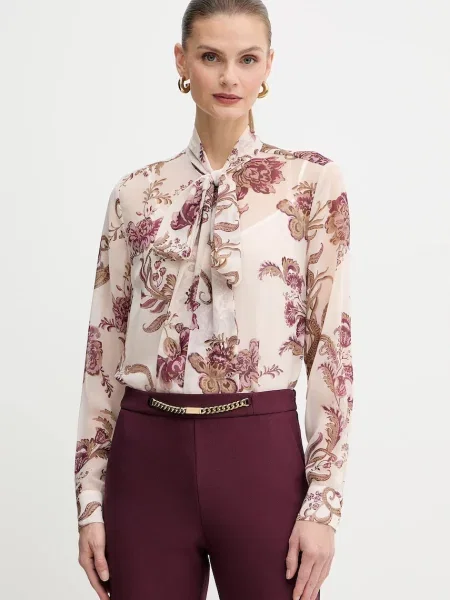 Риза Marciano by Guess VERITY дамска със стандартна кройка с връзка на деколтето бежово