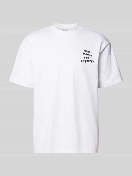 T-shirt o kroju loose fit z czystej bawełny model MONEY' Only & Sons beżowa