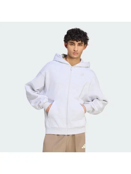 BLUZA Z KAPTUREM MAŁYM LOGO I SUWAKIEM NA CAŁEJ DŁUGOŚCI ADIDAS KIT szara