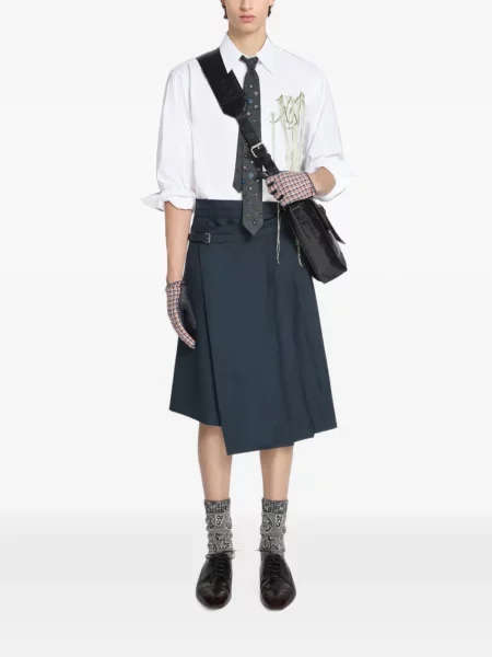 Pantaloni Dries Van Noten de lână albastru