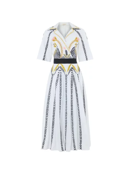 Sukienka kopertowa Temperley London w kwiatki z nadrukiem kopertowa biała