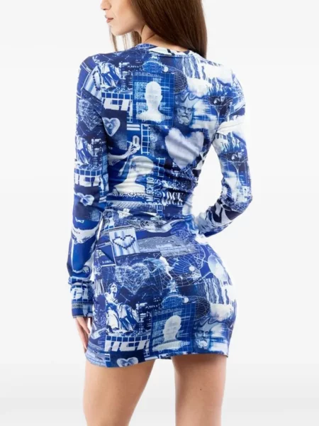 Lung rochie Moschino cu imagine albastru