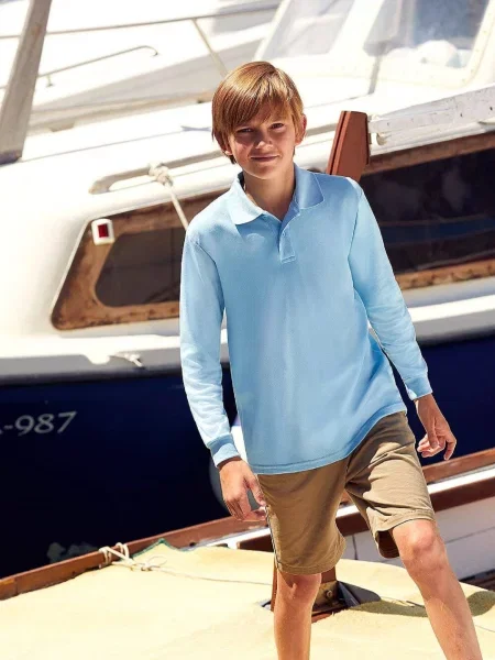 Tricou polo copii Fruit Of The Loom albastru