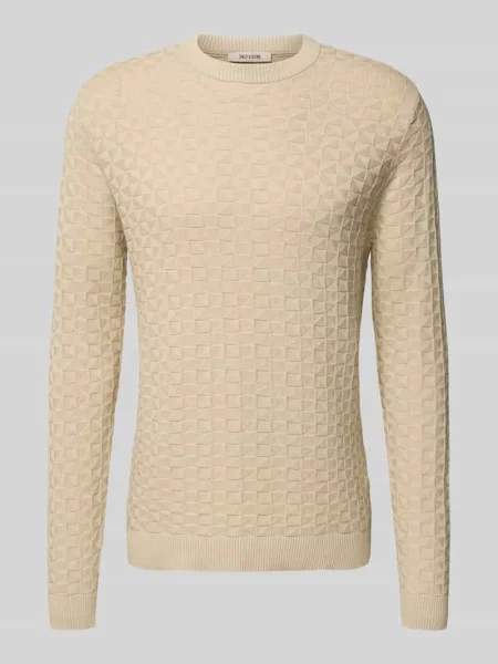 Sweter z dzianiny o kroju regular fit z fakturowanym wzorem model ‘KALLE’ Only & Sons beżowy
