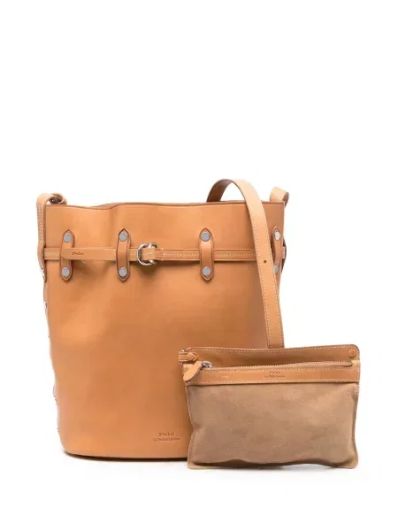 Traperice sužene Polo Ralph Lauren ošišan od brušene kože smeđa