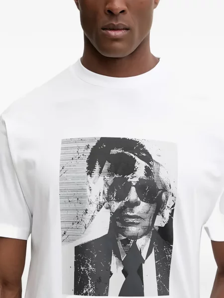 Raštuotas grafiniai marškinėliai Karl Lagerfeld balta