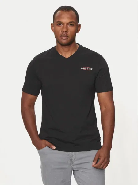 Тениска Guess Jeans с принт черно