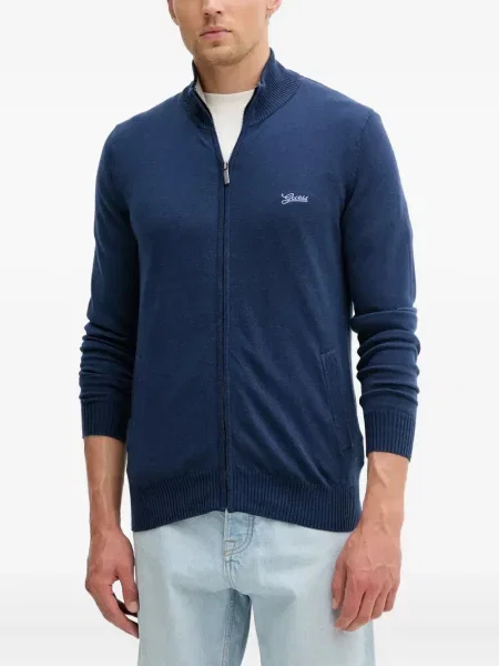 Cardigan Guess cu broderie albastru