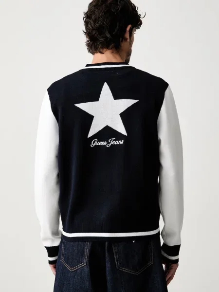 Guess Jeans sweter rozpinany granatowy