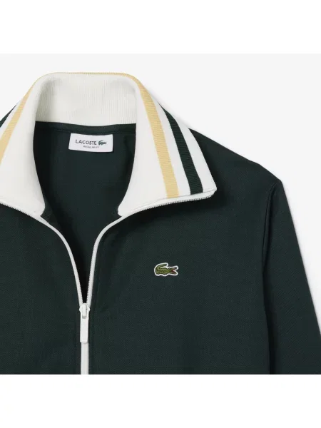 Lacoste Bluza Na Z Pasiastym Akcentem zielona