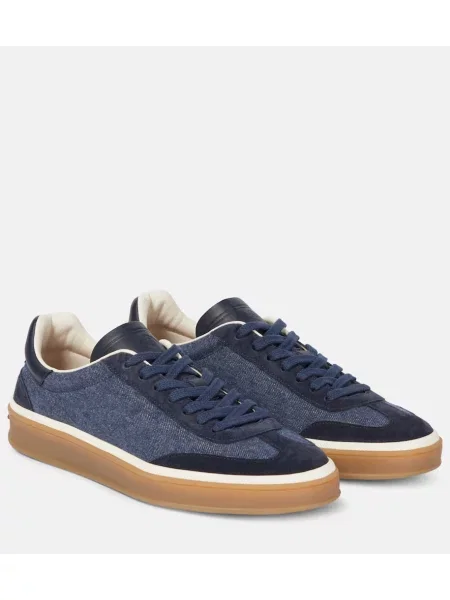 Sneakerși Loro Piana din piele de căprioară tenis albastru