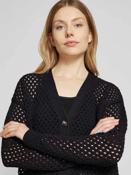 Kardigan z ażurowym wzorem Christian Berg Woman czarny