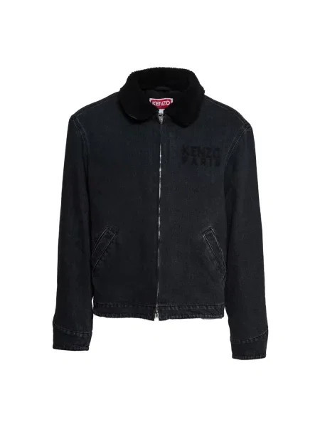 Kenzo kurtka jeansowa Happy Tiger Utility Fleece przejściowa czarny