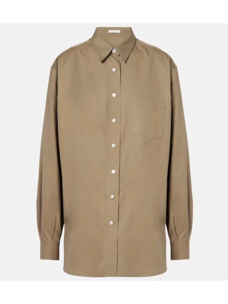 Cămașă The Row de mătase bej