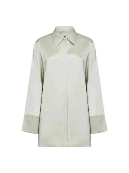 Satynowa koszula Jil Sander zielona