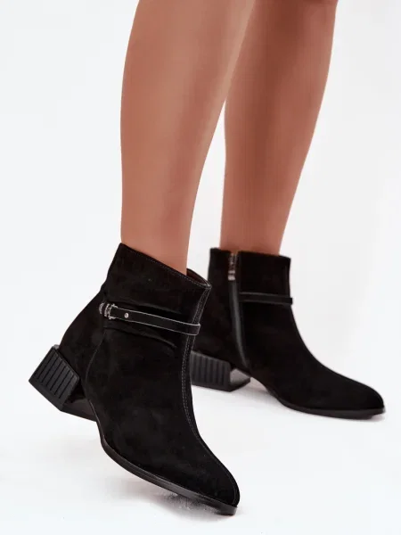 Велурени боти до глезена D&a черно