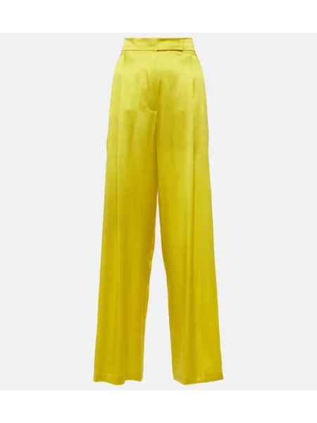 Pantaloni Max Mara de mătase elegante galben