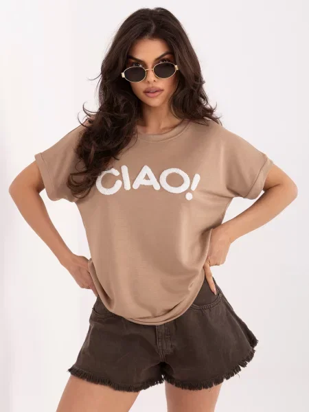 Bluza Rue Paris z napisom bež