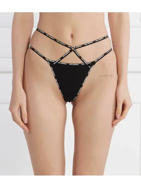 Karl Lagerfeld Brazil tanga mini logo strappy brief fekete