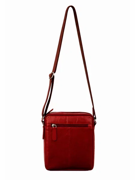 Кожаная сумка через плечо Visconti бордовая