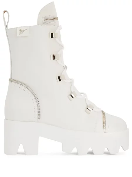 Botine Giuseppe Zanotti cu șireturi din dantelă alb