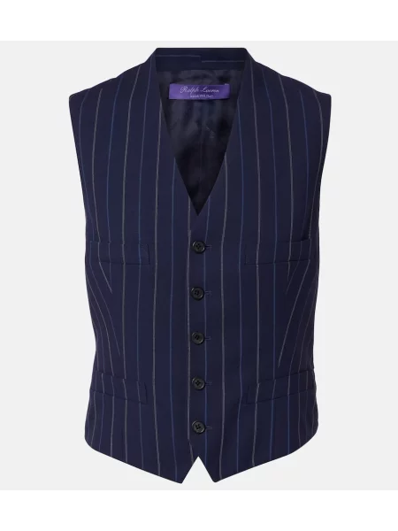 Vestă Ralph Lauren Collection de lână cu dungi albastru