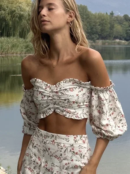 Лляний Топ Shape of Angel бежевий